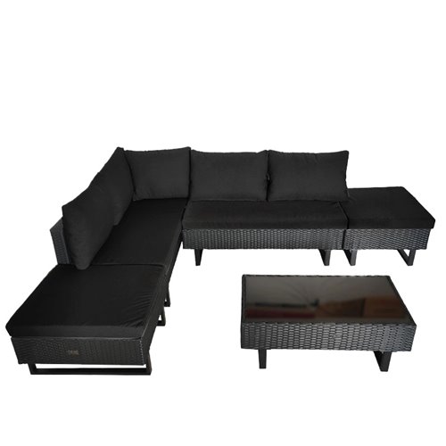 Zestaw mebli ogrodowych z technorattanu narożnik tarasowy Lime czarny