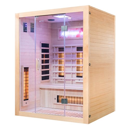 Sauna na podczerwień trzyosobowa panele sól himalajska 150X120X190CM MO-EA3R Infrared Mazur