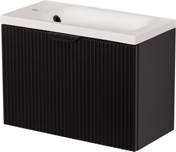 Szafka łazienkowa wisząca z umywalką czarny mat 50 cm Fresco Gante