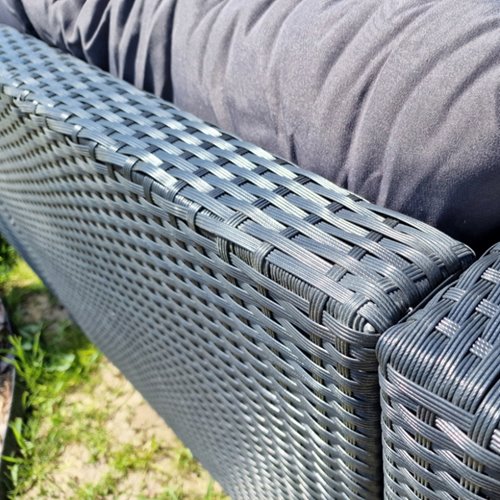 Meble ogrodowe technorattan sofa, stół, dostawka zestaw Volta