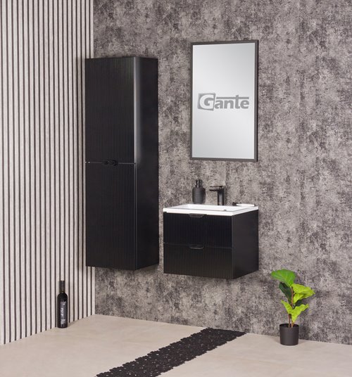 Szafka łazienkowa z umywalką wisząca szklane fronty czarny mat 50 cm Bravia Gante