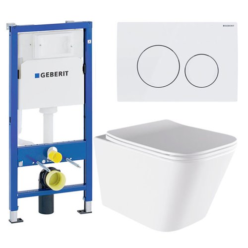 Zestaw podtynkowy stelaż GEBERIT DUOFIX + miska AQUA-WH-03 + przycisk DELTA 20 biały