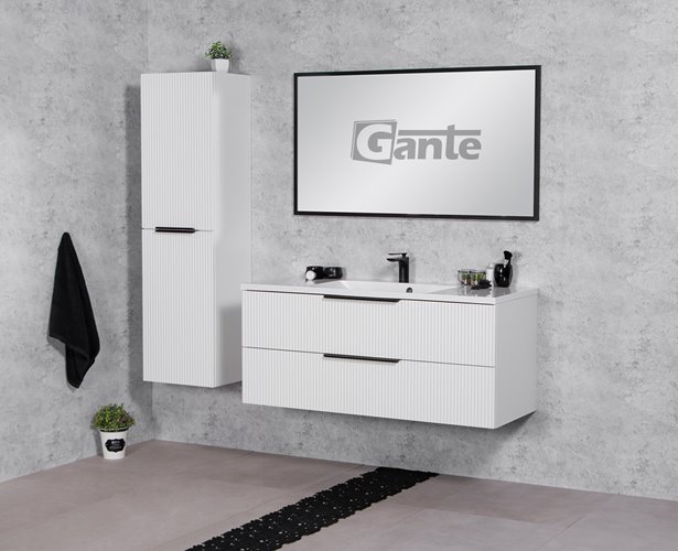 Szafka łazienkowa wisząca frezowana z umywalką 120 cm 46/2 Sydney kolor biały