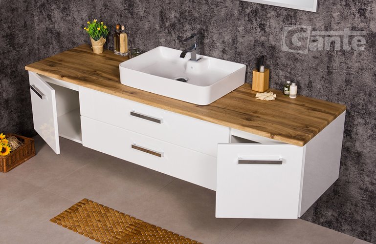 Szafka wisząca z umywalką 180 cm blat dąb naturalny 180/50/C2 seria Fokus B