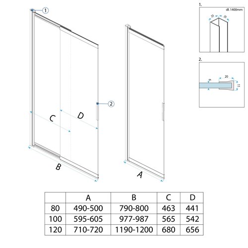 Parawan wannowy rozsuwany chrom 120 cm Dario Rea zdjęcie 10