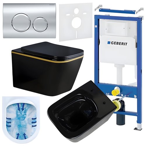 Zestaw podtynkowy stelaż GEBERIT DUOFIX + miska RAIN-BL-GL-RIM-03 + przycisk DELTA 20 chrom