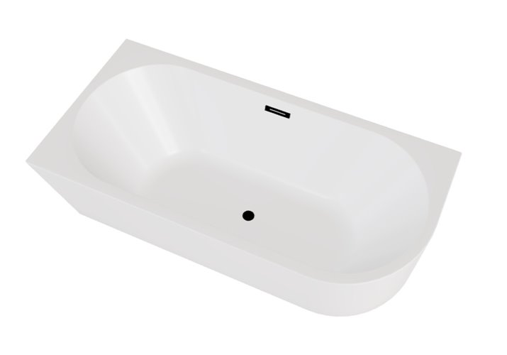 Wanna przyścienna narożna lewa syfon z przelewem czarny mat 170 cm Zoya Besco WAS-170-ZLC