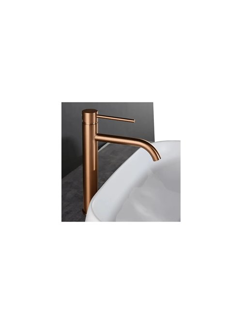 Bateria umywalkowa wysoka Lungo Rea miedź szczotkowana