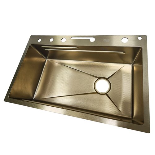 Zlewozmywak kuchenny stalowy jednokomorowy złoty ARGOS 75X46 ASI 304