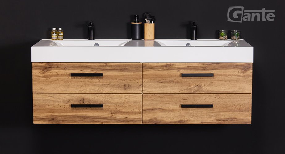 Szafka wisząca z umywalką 140 cm kolor dąb naturalny 50/4 NELA seria Fokus Loft Gante