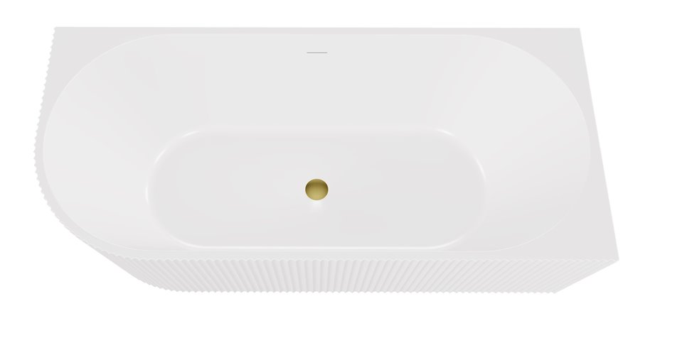 Denaya Besco biała wanna wolnostojąca 150 cm prawa syfon złoty WAS-150-DPG
