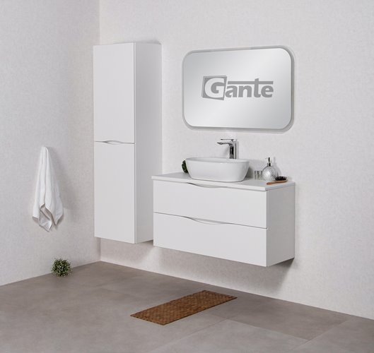 Szafka łazienkowa wisząca ONDA 100 cm biała z umywalką Gante