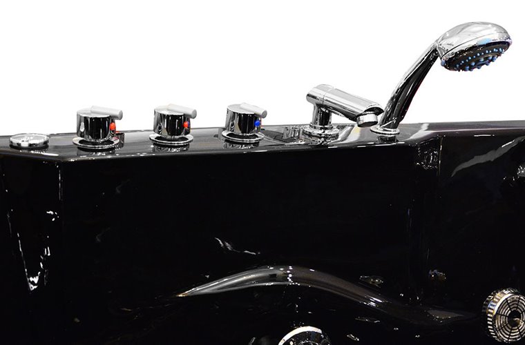 Czarna wanna z hydromasażem dwuosobowa Turbo 180x120 cm MO-1631B Lewa