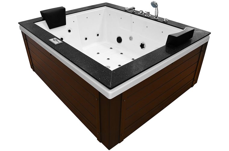 Brązowa prostokątna wanna z hydromasażem 180x150 cm MUS-1089B