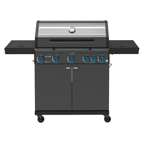 Grill gazowy ZEUS-D kolor czarny ruszt żeliwny moc 17,5 kW + pokrowiec + palnik boczny + LED