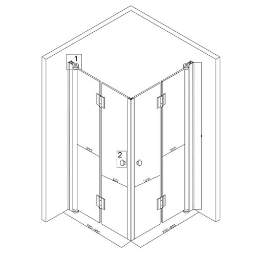 Kabina prysznicowa składana kwadratowa 80x80 KZ1290A Hydrosan