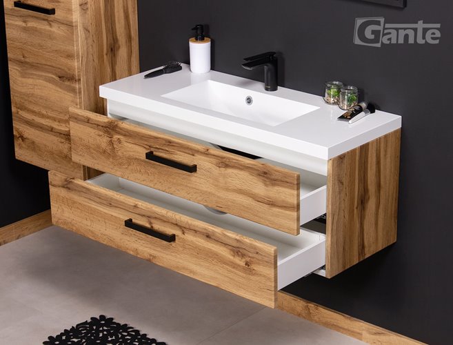 Szafka wisząca z umywalką 100 cm kolor dąb naturalny 39/2 seria Fokus Loft Gante
