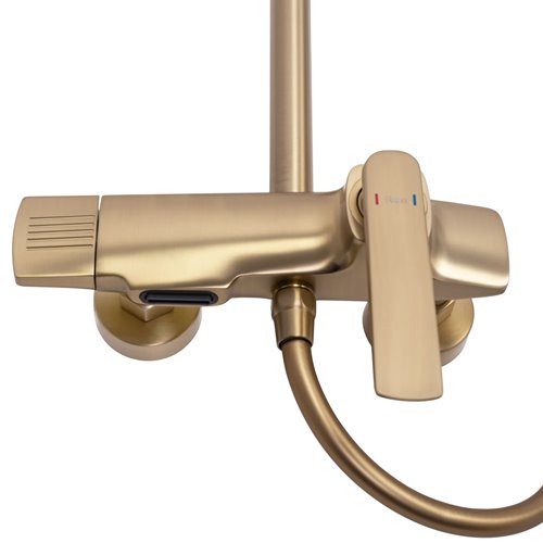 Złoty szczotkowany zestaw prysznicowy z wylewką Rebel Rea Gold Brush