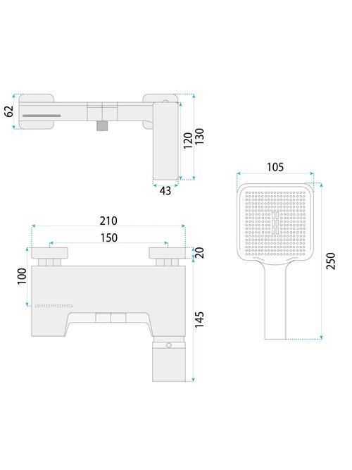 Bateria wannowa Joe Rea złoto szczotkowane
