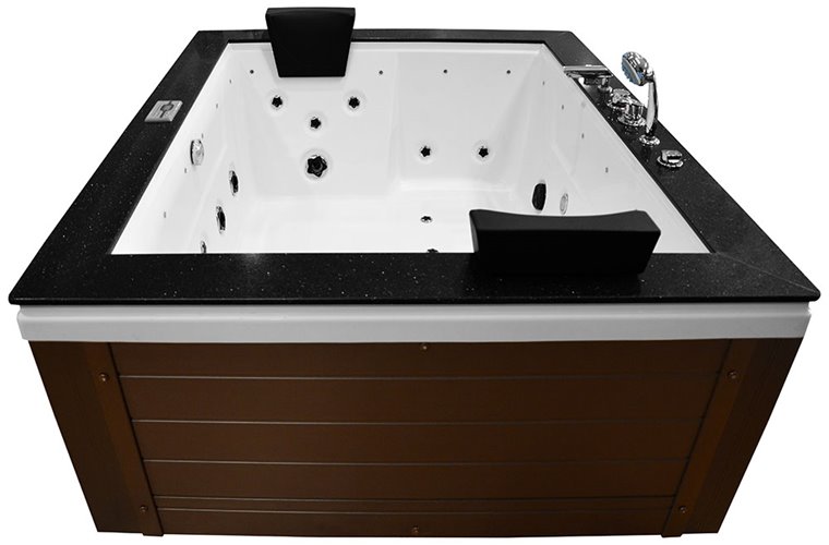 Brązowa prostokątna wanna z hydromasażem 180x150 cm MUS-1089B