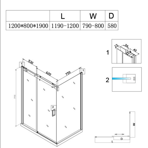 Biała kabina prysznicowa szkło 8 mm prostokątna 120x80 KZ203C