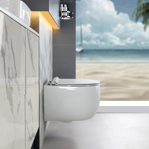 Biała miska wc wisząca Rimless LAKE-WH-TR-01 Tornado Hydrosan