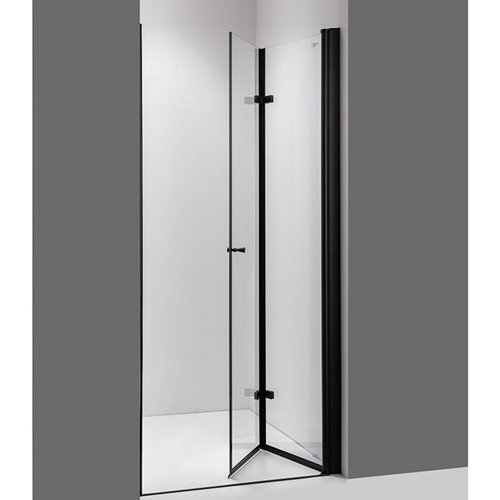 Drzwi prysznicowe łamane do wnęki 80 cm czarny profil SH01A