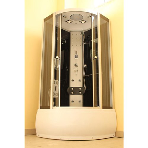 Kabina prysznicowa z hydromasażem głęboki brodzik czarne ściany 80x80