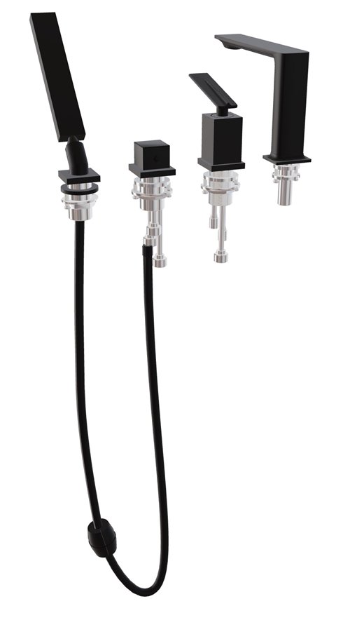 Bateria wannowa 4-otworowa czarny matt Aspira Besco BW-A4-CZ