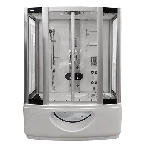 Biała prostokątna kabino wanna z hydromasażem + sauna 165x85 cm MO-09944BS-165B