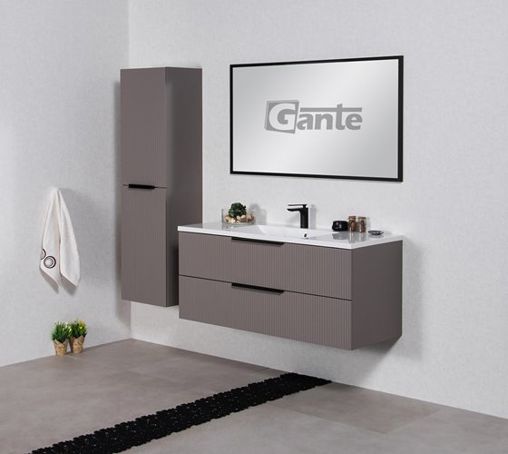 Szafka łazienkowa frezowana wisząca z umywalką 120 cm 46/2 Sydney kolor taupe