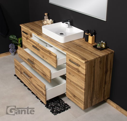 Szafka wisząca z umywalką 180 cm kolor dąb naturalny C3 seria Fokus NE