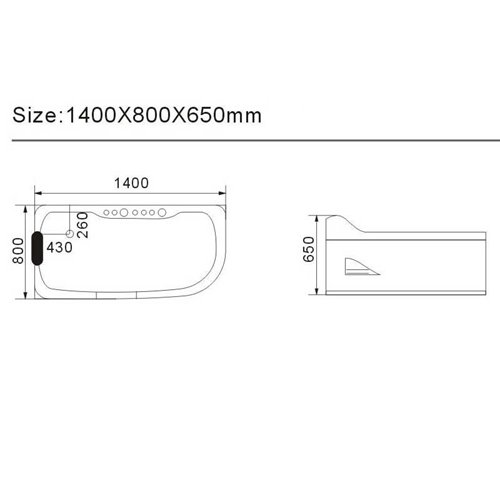 Wanna z hydromasażem narożna 140x80 cm Lemur 796 Hydrosan Lewa