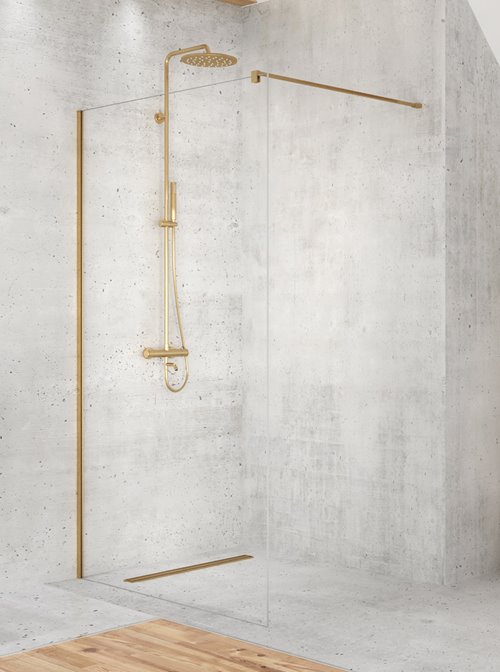 Złota ścianka szklana 140 cm D-0201B Velio Satin Gold New Trendy