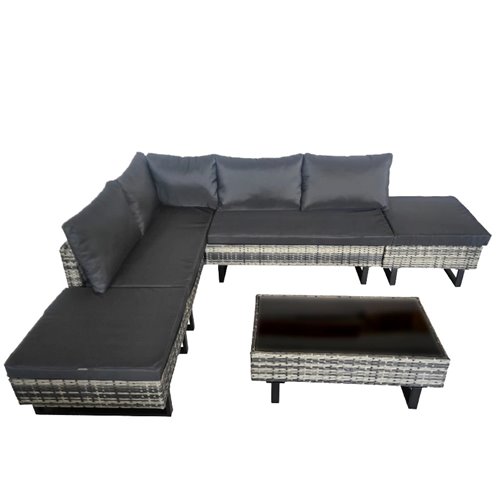 Zestaw mebli ogrodowych z technorattanu narożnik tarasowy Lime szary