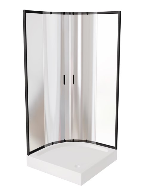 Zarya Besco czarna kabina prysznicowa 80x80 powłoka ProClean + biały brodzik 15 cm Alex