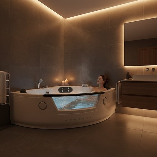 Wanna z hydromasażem narożna 152x152 cm Tiga 604