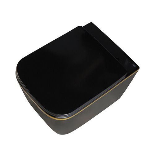 Czarna miska wc wisząca złoty rant Rimless 3.0 RAIN-BL-GL-RIM-03 Hydrosan