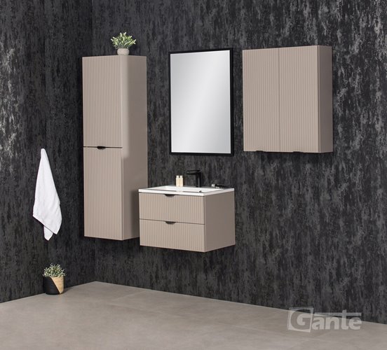 Szafka łazienkowa z lamelami wisząca z umywalką 60 cm 39/2 Victa Lamello kolor fume mat