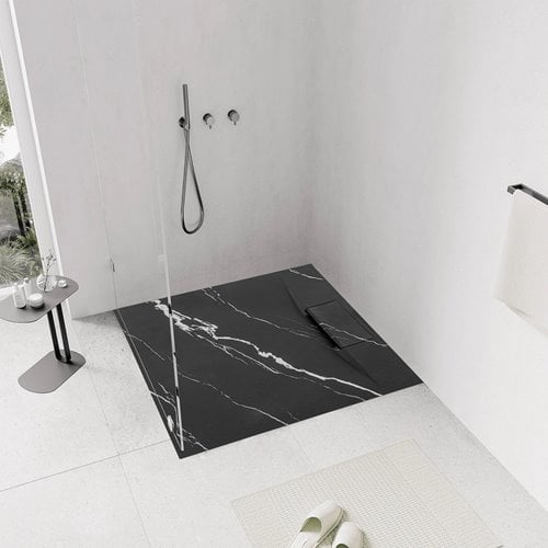 Brodzik kwadratowy czarny struktura kamienia smc 90x90 Bazalt Carrara Black Rea