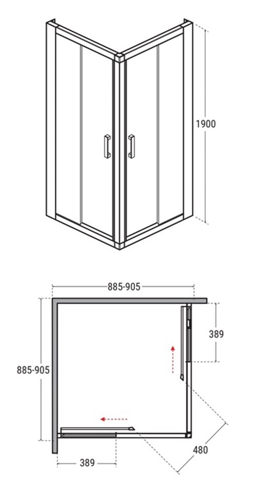 Złota szczotkowana kabina prysznicowa kwadratowa szkło przeźroczyste 90x90 cm Modern Besco MKZS-90-190C zdjęcie 5