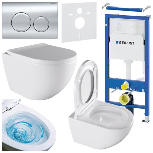 Zestaw podtynkowy stelaż GEBERIT DUOFIX + miska NERO-WH-02 + przycisk DELTA 20 chrom