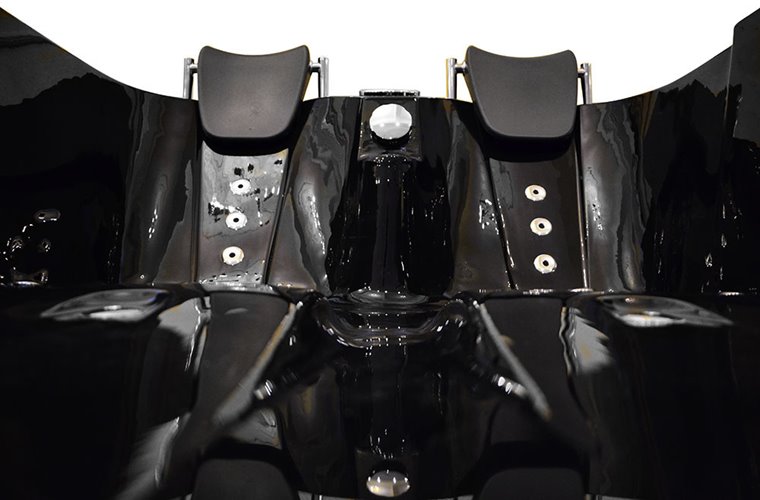 Czarna wanna z hydromasażem dwuosobowa 180x120 cm MO-1631B Lewa