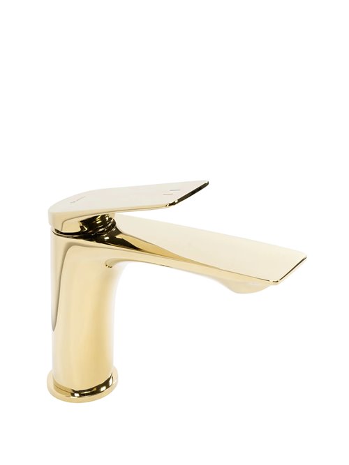 Złota bateria umywalkowa niska Avalon Rea