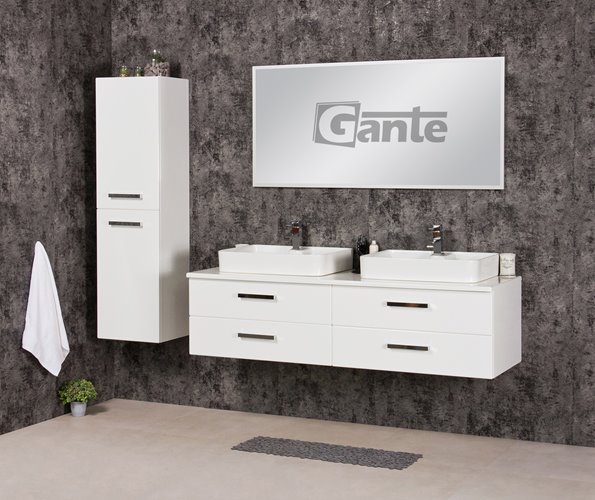 Szafka wisząca z dwiema umywalkami 160/50 cm blat biały seria Fokus B