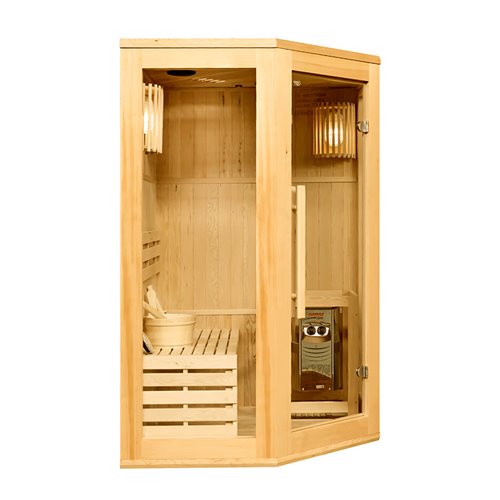Sauna fińska 2-osobowa narożna 120x120 cm piec Harvia 3,5KW Bodo2