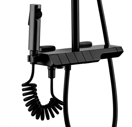 Czarny zestaw prysznicowy z wylewką i termostatem Rob Rea