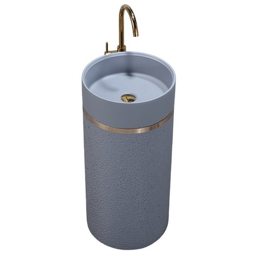 Umywalka wolnostojąca ceramiczna okrągła szara 86x40 cm SCOT1-GR-WOF-860