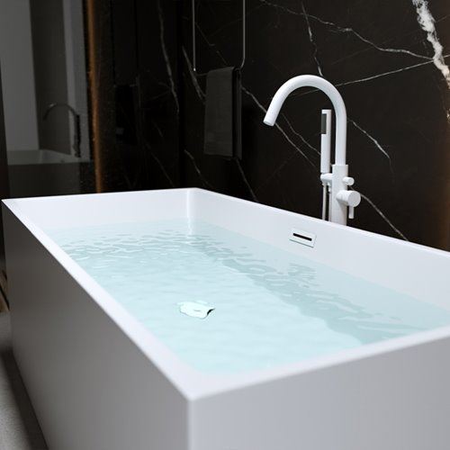 Wanna wolnostojąca prostokątna przelew i korek biały 150 cm Santa Hydrosan