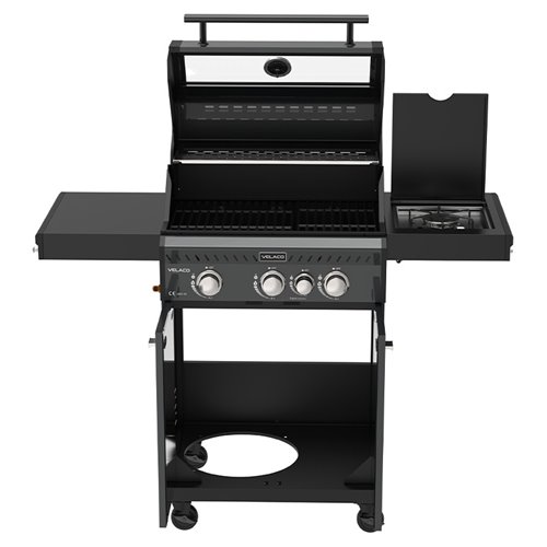 Grill gazowy ZEUS-B kolor czarny ruszt żeliwny moc 11,5 kW + pokrowiec + palnik boczny